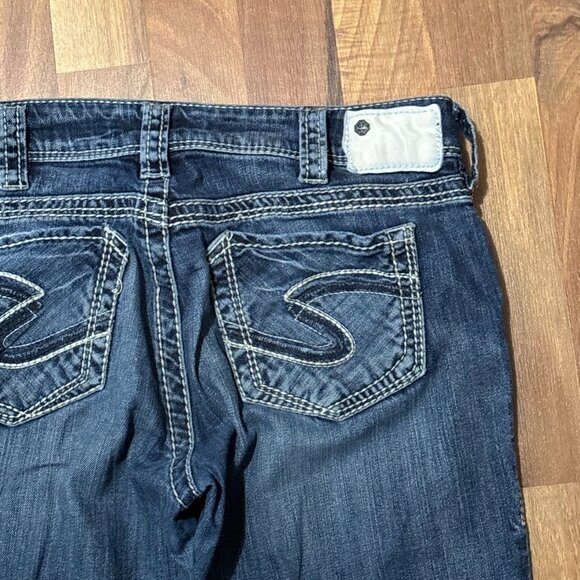 Silver Jeans Suki Mid Rise Straight Leg Denim Pant Distressed Medium Wash 32" - Picture 10 of 13